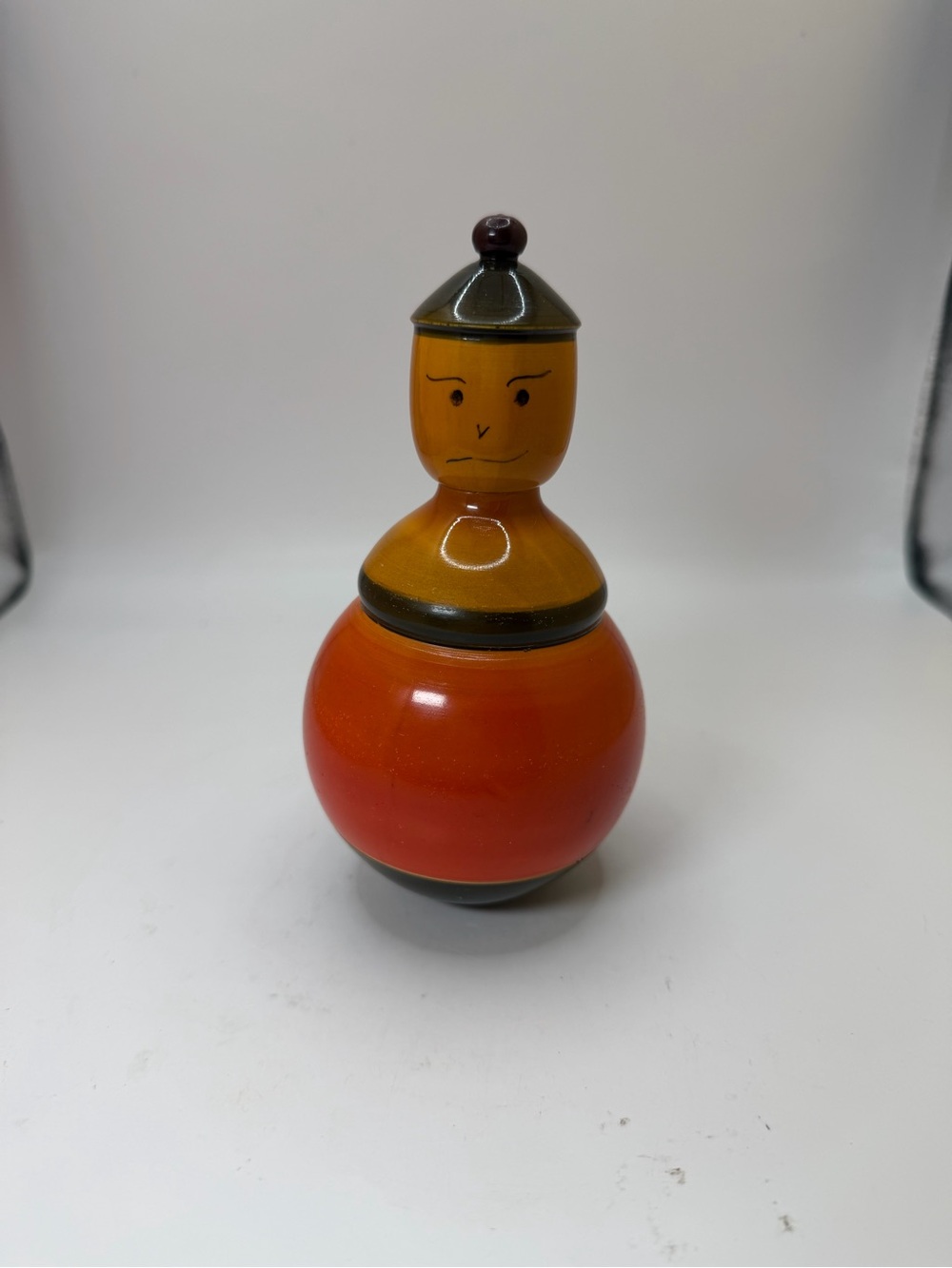 Channapatna Indian Wooden Roly Poly Wobble Doll Folk Art 6" Figure Toy
